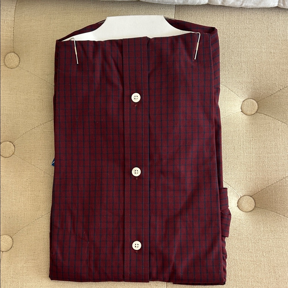 Nautica Men's Royal Burgundy Plaid  Dress Shirt Size XL - Picture 4 of 4